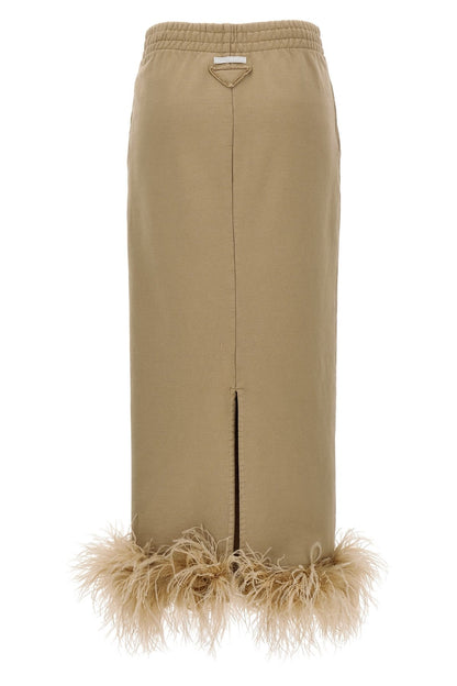 Prada Women Feather Midi Skirt