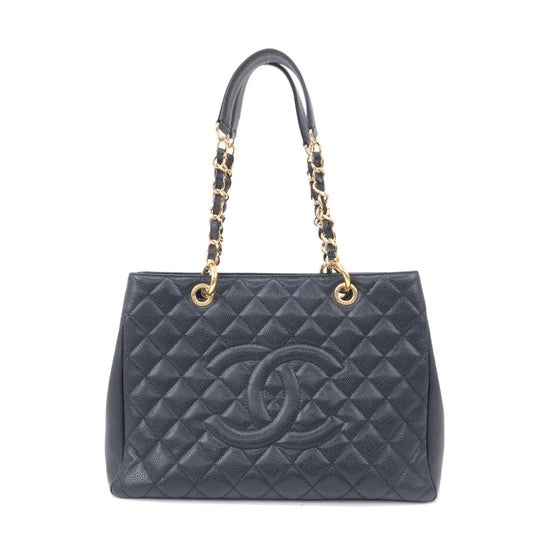 CHANEL Matelasse Caviar Skin GST Chain Tote Bag Black A50995