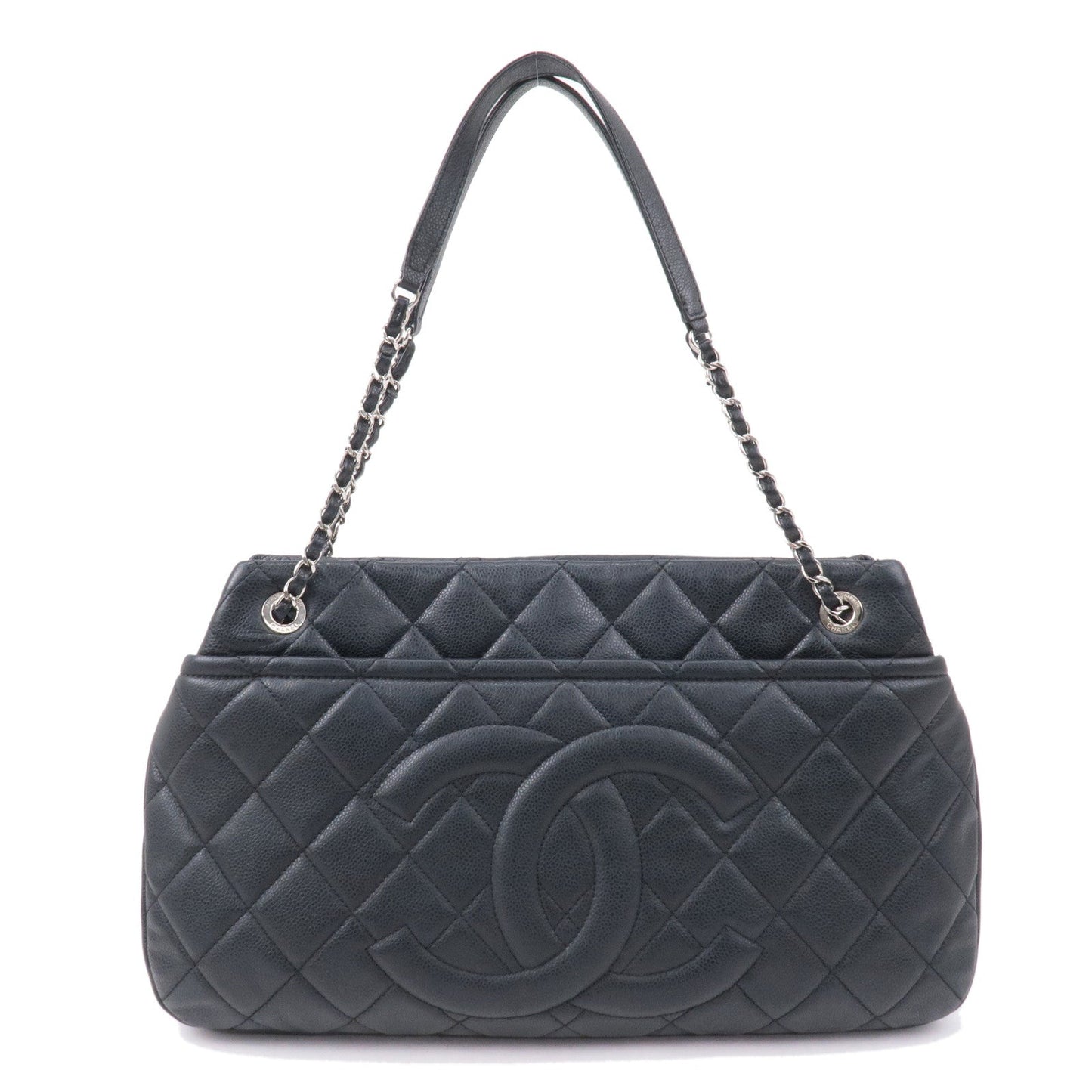 CHANEL Matelasse Caviar Skin Chain Tote Bag Shoulder Bag Black