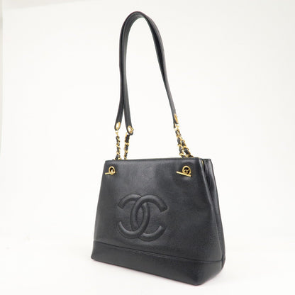 CHANEL Caviar Skin Coco Mark Chain Tote Bag Shoulder Bag