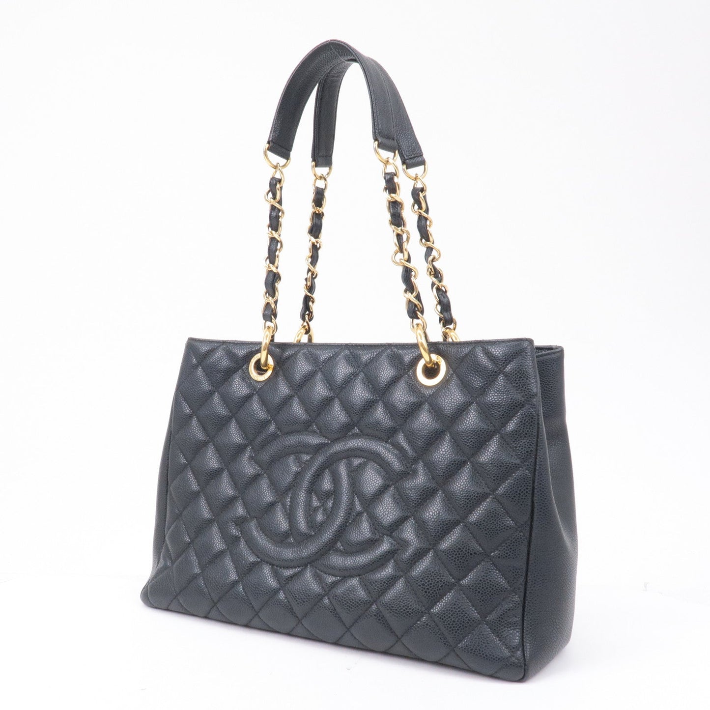 CHANEL Matelasse Caviar Skin GST Chain Tote Bag Black A50995