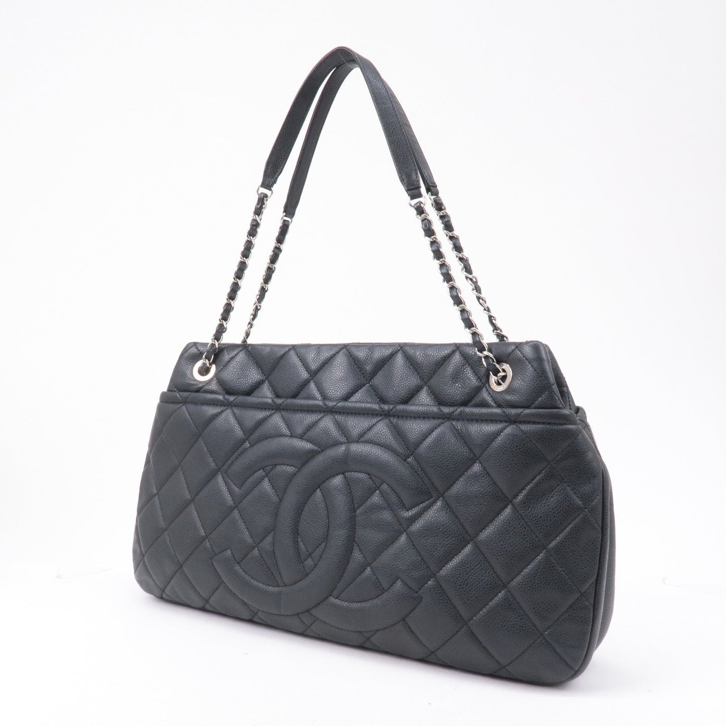 CHANEL Matelasse Caviar Skin Chain Tote Bag Shoulder Bag Black