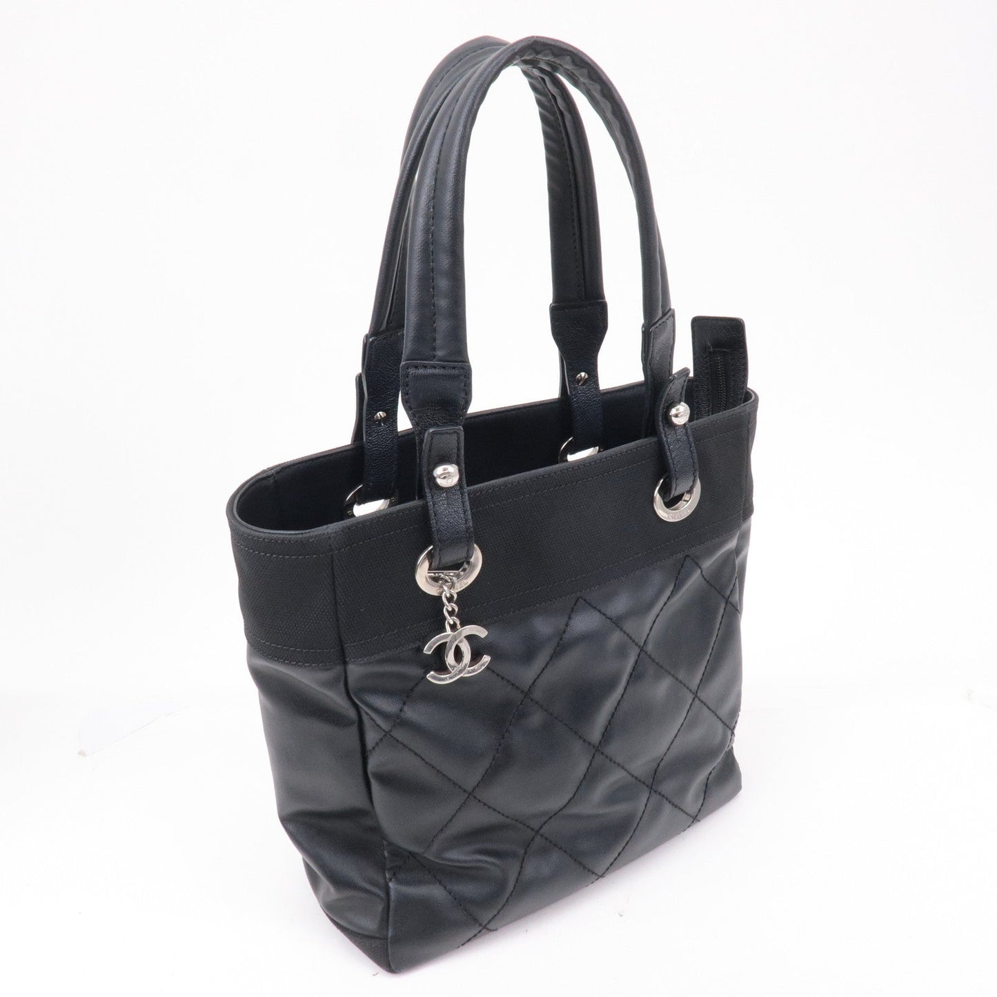 CHANEL Paris Biarritz Coated Canvas Leather Tote Bag PM A34208