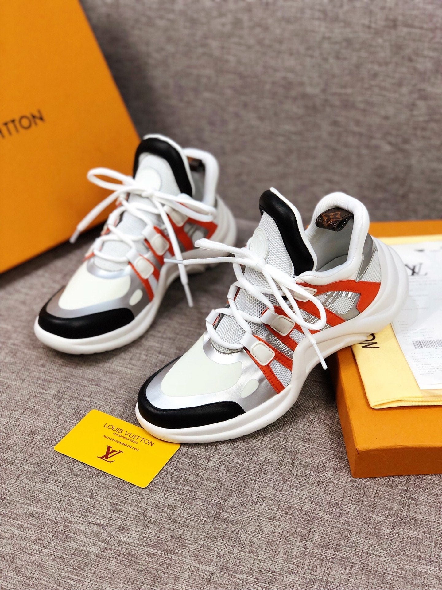 The Bags Vibe - Louis Vuitton Archlight White Black Orange Sneaker