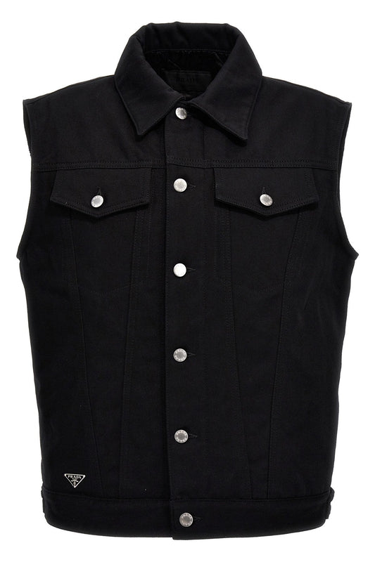 Prada Men Quilted Inner Denim Vest