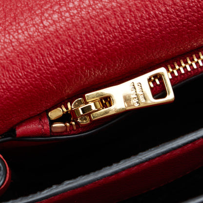 Prada Crossbody Bag Small Red Vitello Daino Gold