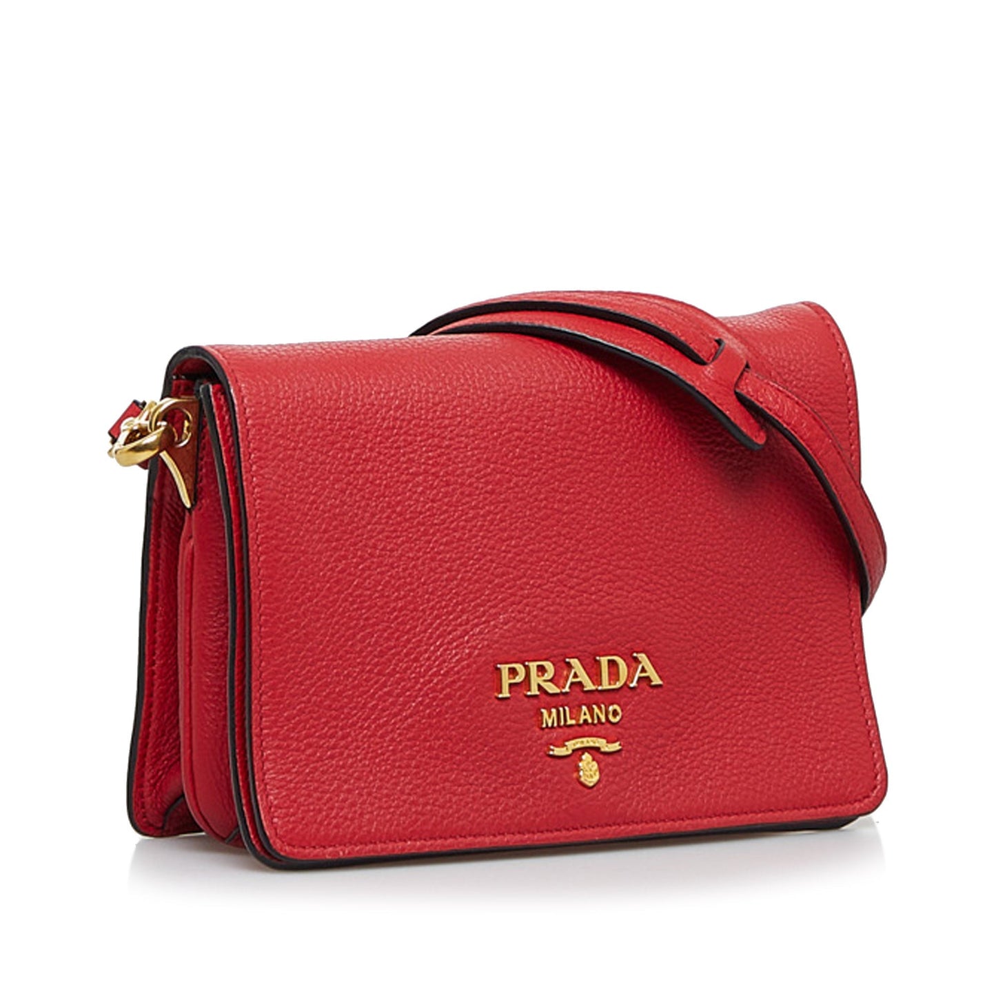 Prada Crossbody Bag Small Red Vitello Daino Gold