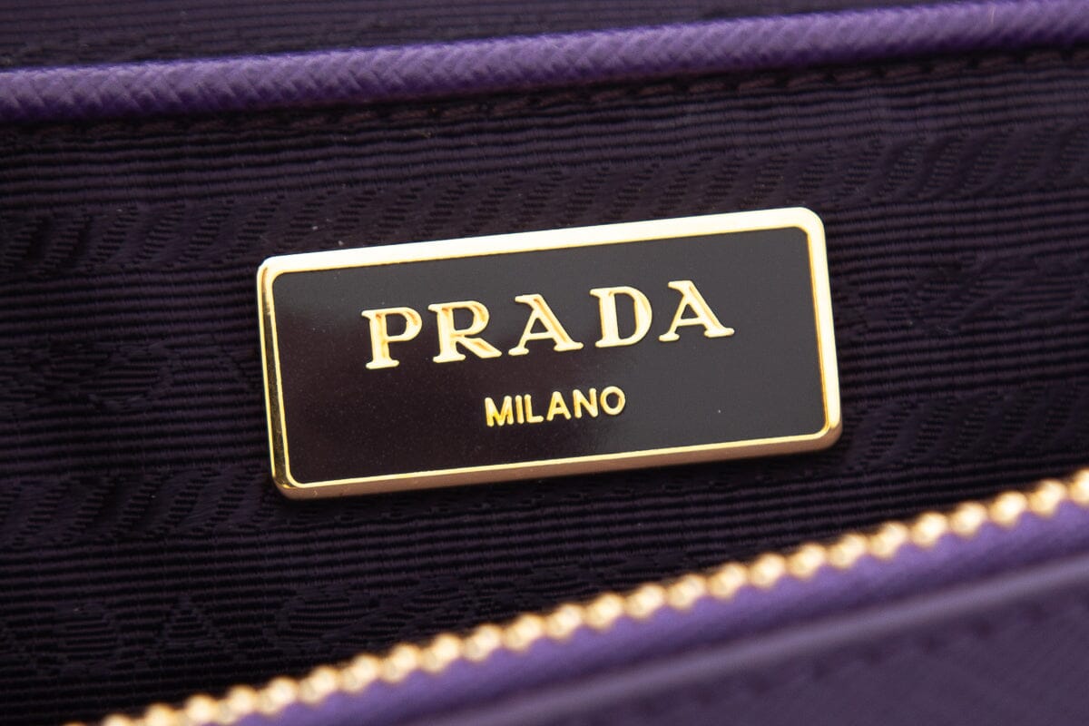 Prada Purple Saffiano Leather Galleria Double Zip Tote