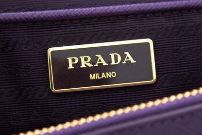 Prada Purple Saffiano Leather Galleria Double Zip Tote