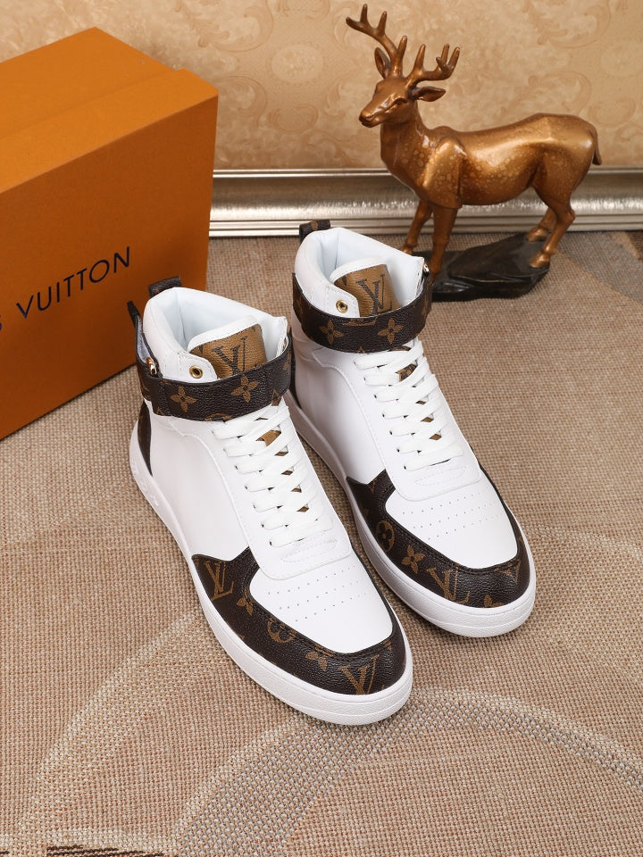 The Bags Vibe - Louis Vuitton Rivoli High White Brown Sneaker