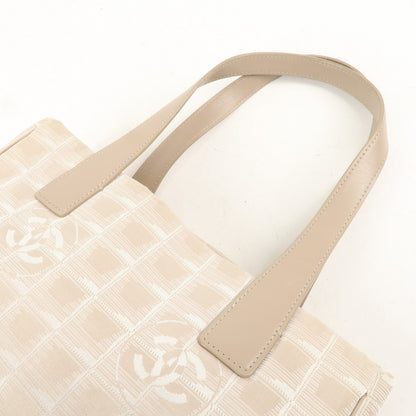 CHANEL New Travel Line PM Nylon Jacquard Tote Bag Beige A20457