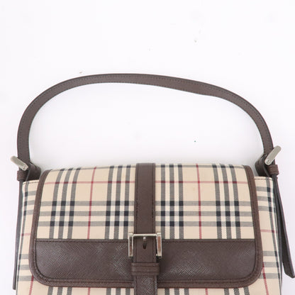 BURBERRY Canvas Leather Nova Check Shoulder Bag Hand Bag