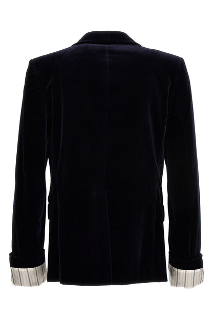 Gucci Men Turned-Up Velvet Cuff Blazer