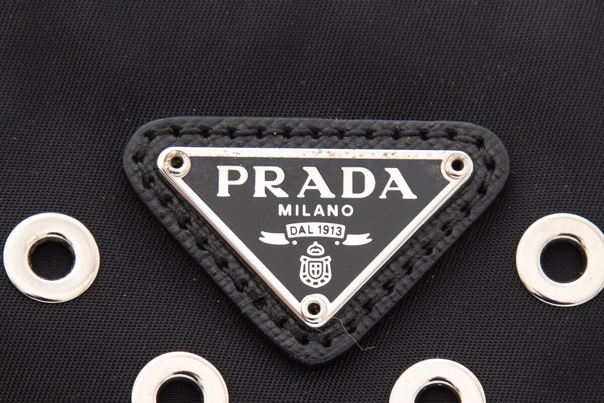 Prada Black & Silver Grommet Studded Pouch