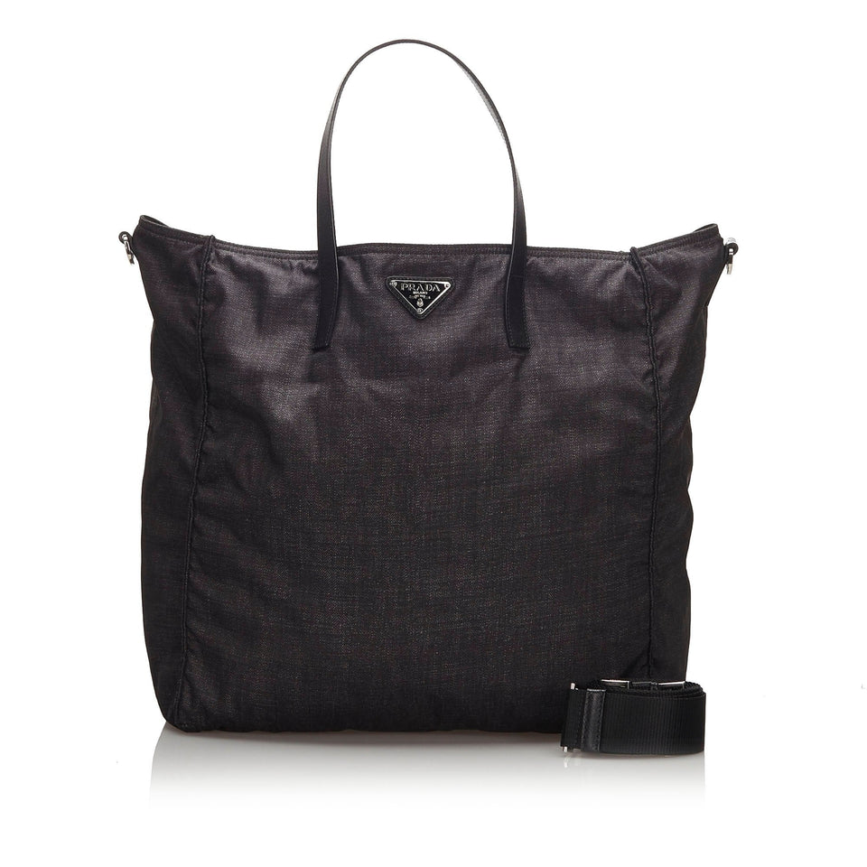 Prada Black Nylon Fabric Tote Bag Italy
