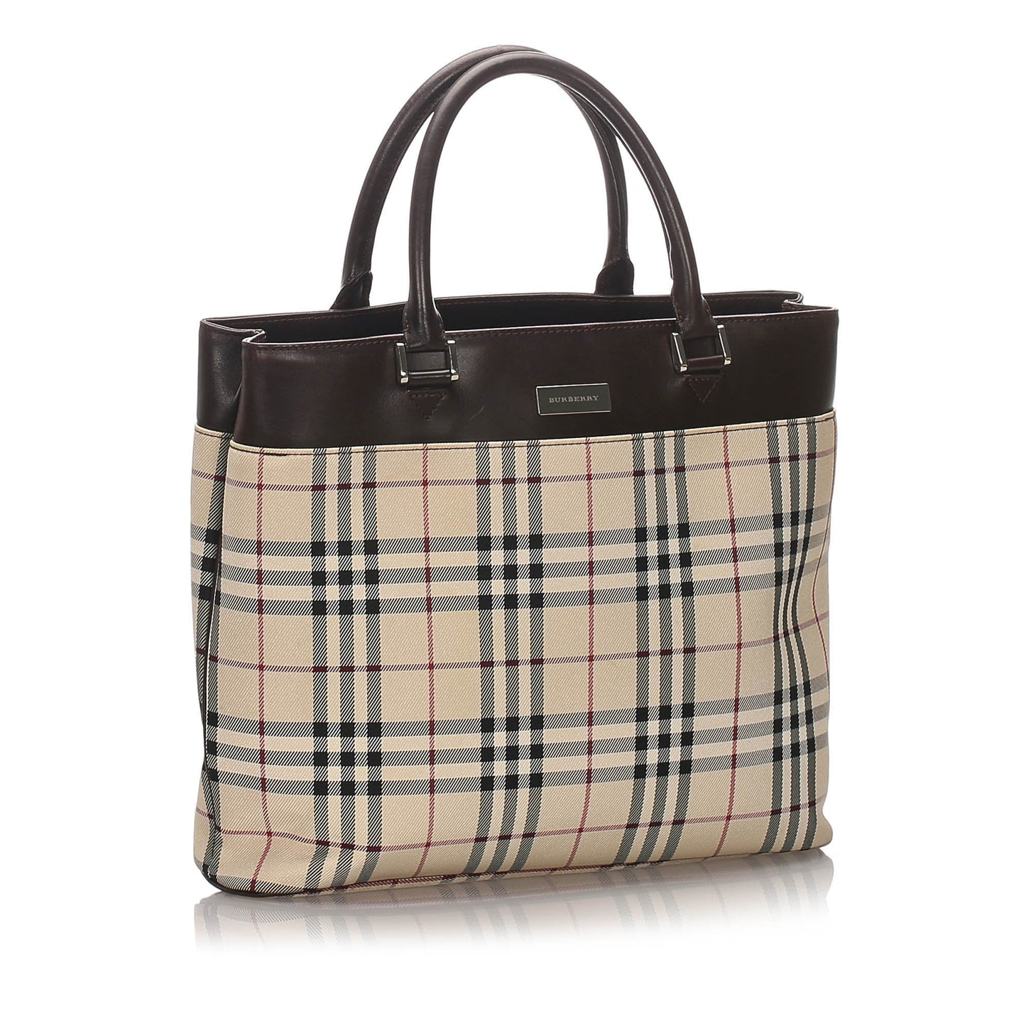 Burberry Brown Beige Nylon Fabric House Check Tote Bag United Kingdom