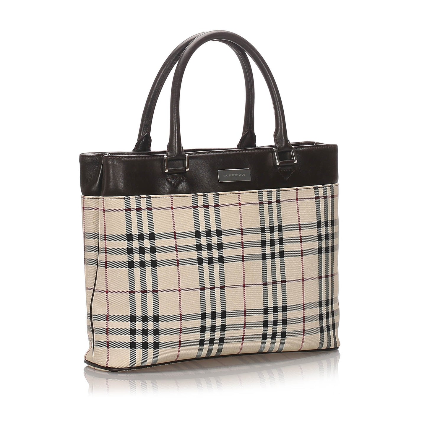 Burberry Brown Beige Nylon Fabric House Check Tote Bag United Kingdom