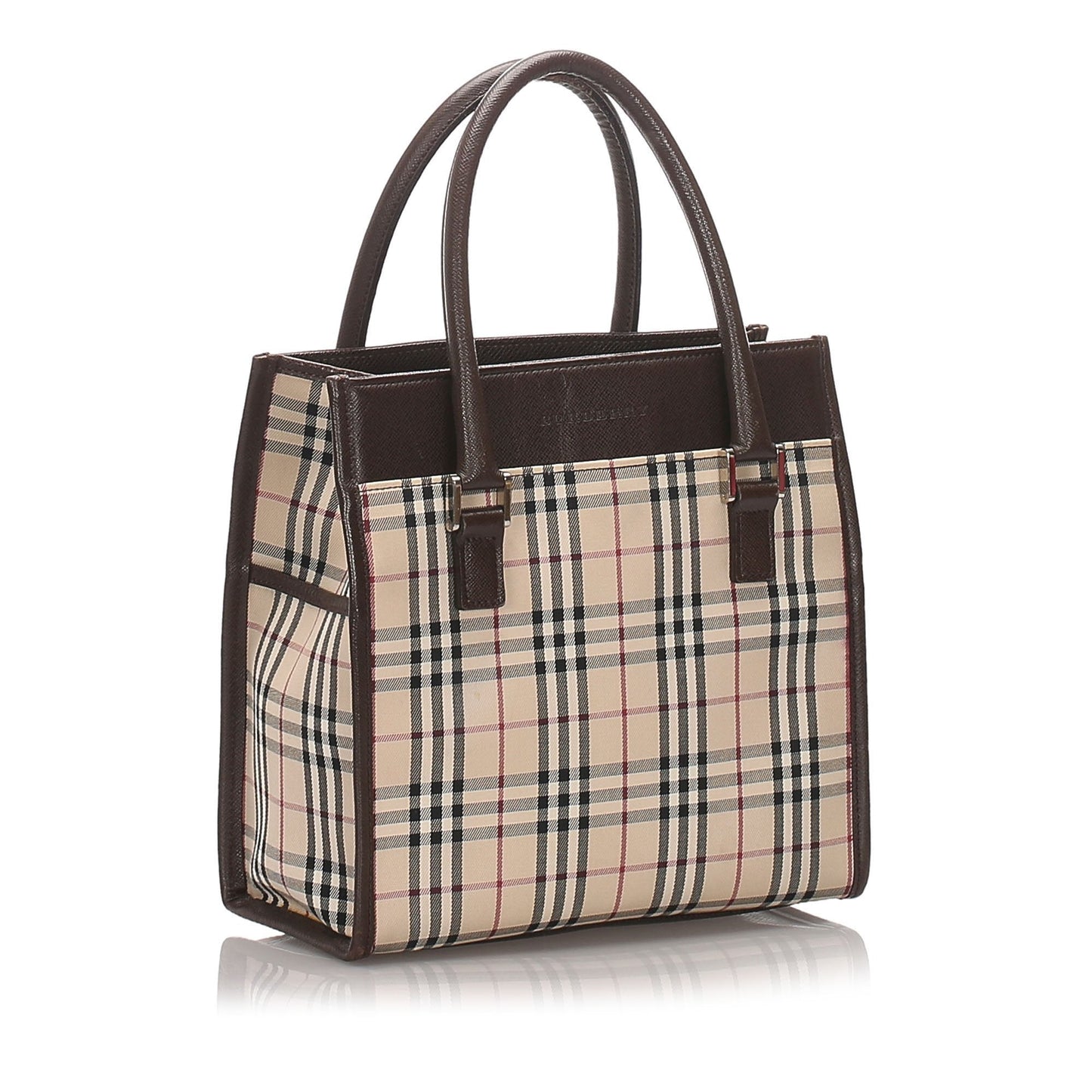 Burberry Brown Beige Canvas Fabric House Check Tote Bag United Kingdom