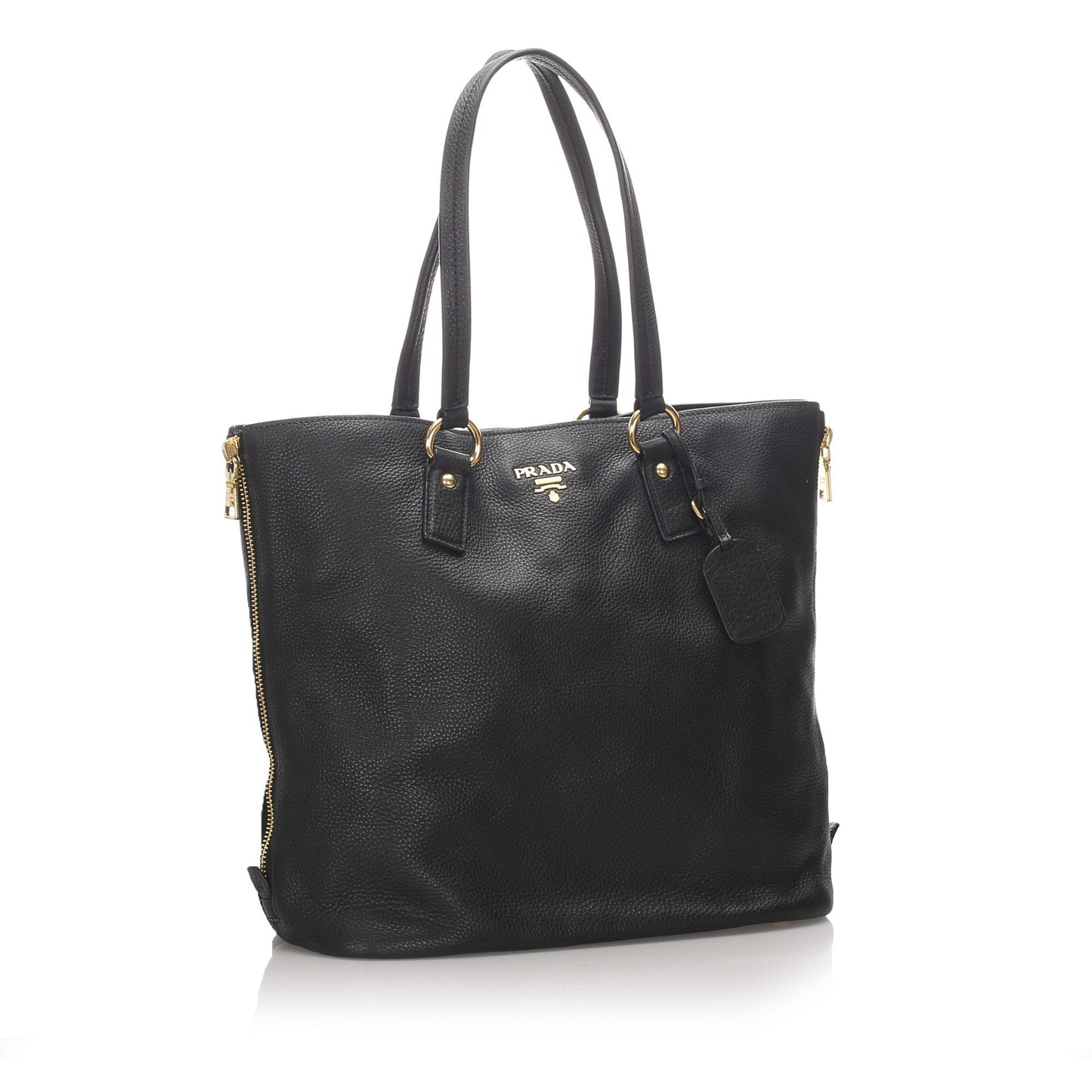 Prada Black Calf Leather Vitello Daino Tote Bag Italy