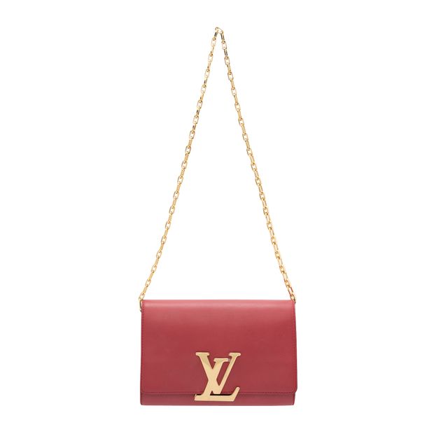 LOUIS VUITTON Calfskin Leather Chain Louise Gm Bag