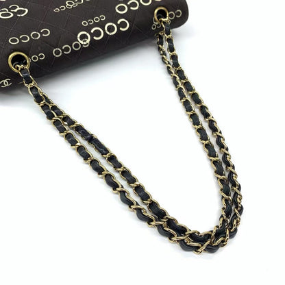 Chanel Classic Flap Diamond Stitch 2002 Black Denim with Coco Logo Prints 24k Gold Hardware