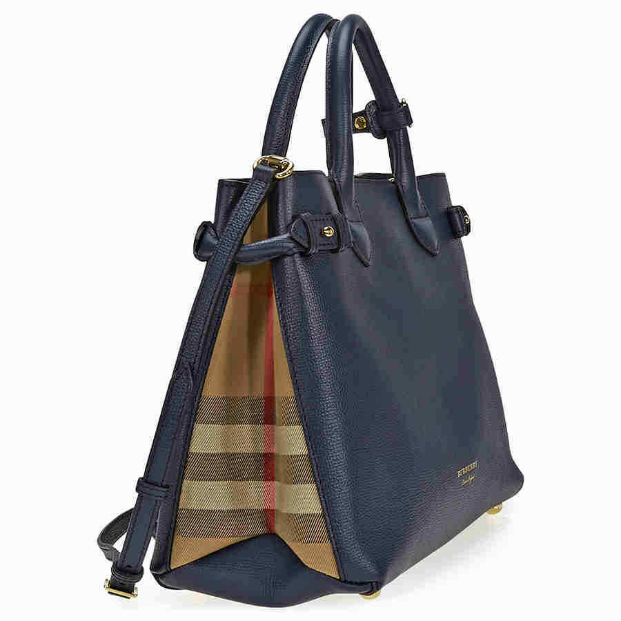 Burberry Medium Banner Calfskin Leather Tote -  Ink Blue 4023696