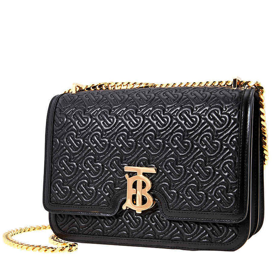 Burberry Medium Quilted Monogram Lambskin TB Bag- Black 8014931