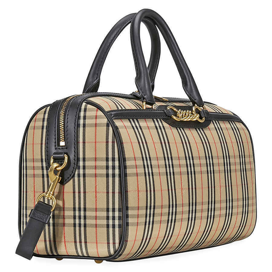 Burberry Medium 1983 Check Link Bowling Bag- Black 8007511