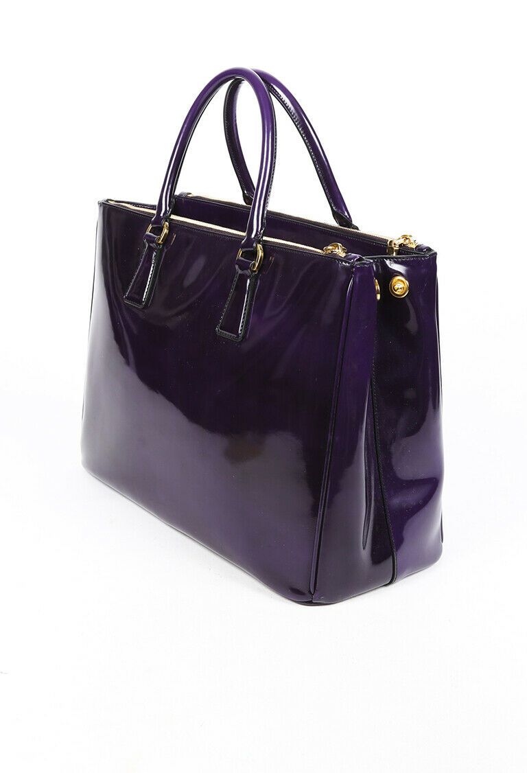 Prada Bag Spazzolato Galleria Purple Patent Leather Tote