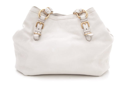 Prada Ivory Leather Gold Chain Hobo Handbag