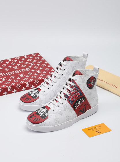 The Bags Vibe - Louis Vuitton Stellar Trainer Boot White Red Sneaker