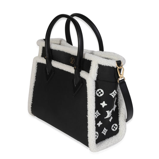 Louis Vuitton Black Grained Calfskin & White Shearling Monogram On My Side MM