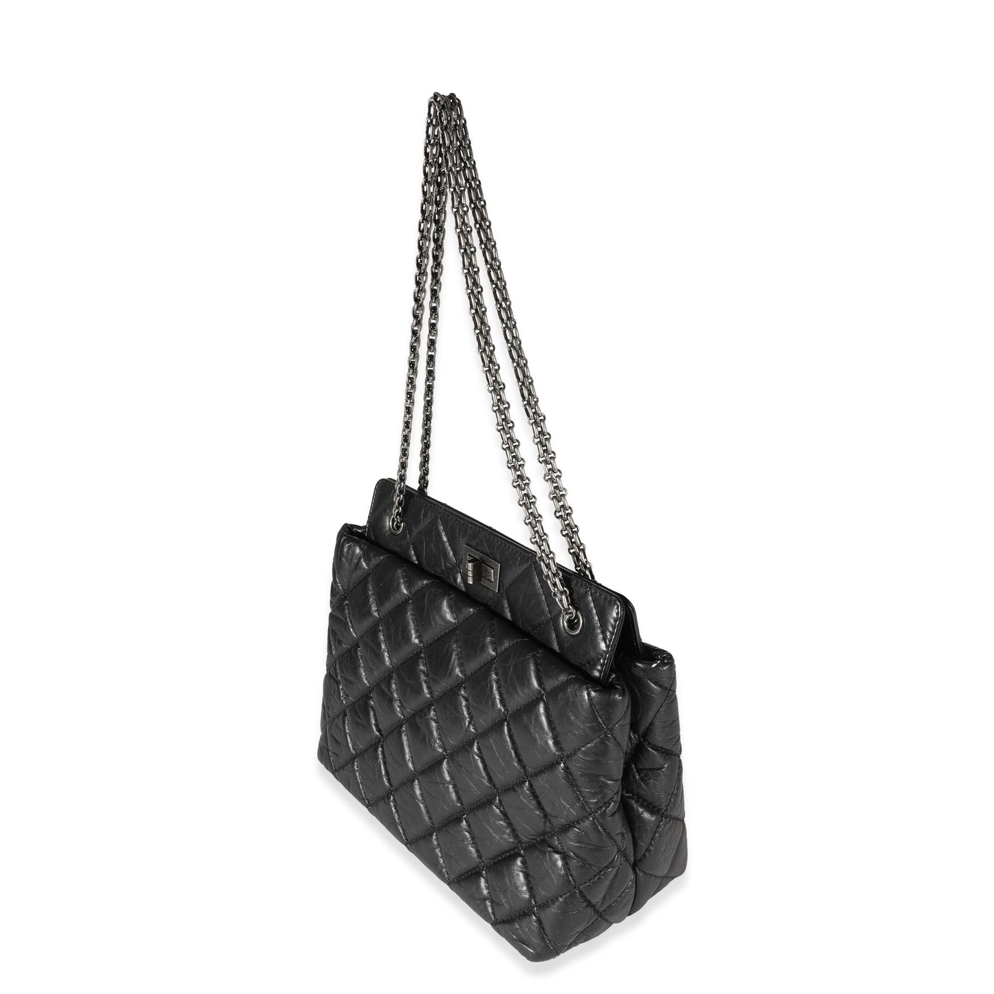 Chanel Black Quilted Aged Calfskin Reissue Shopping Tote