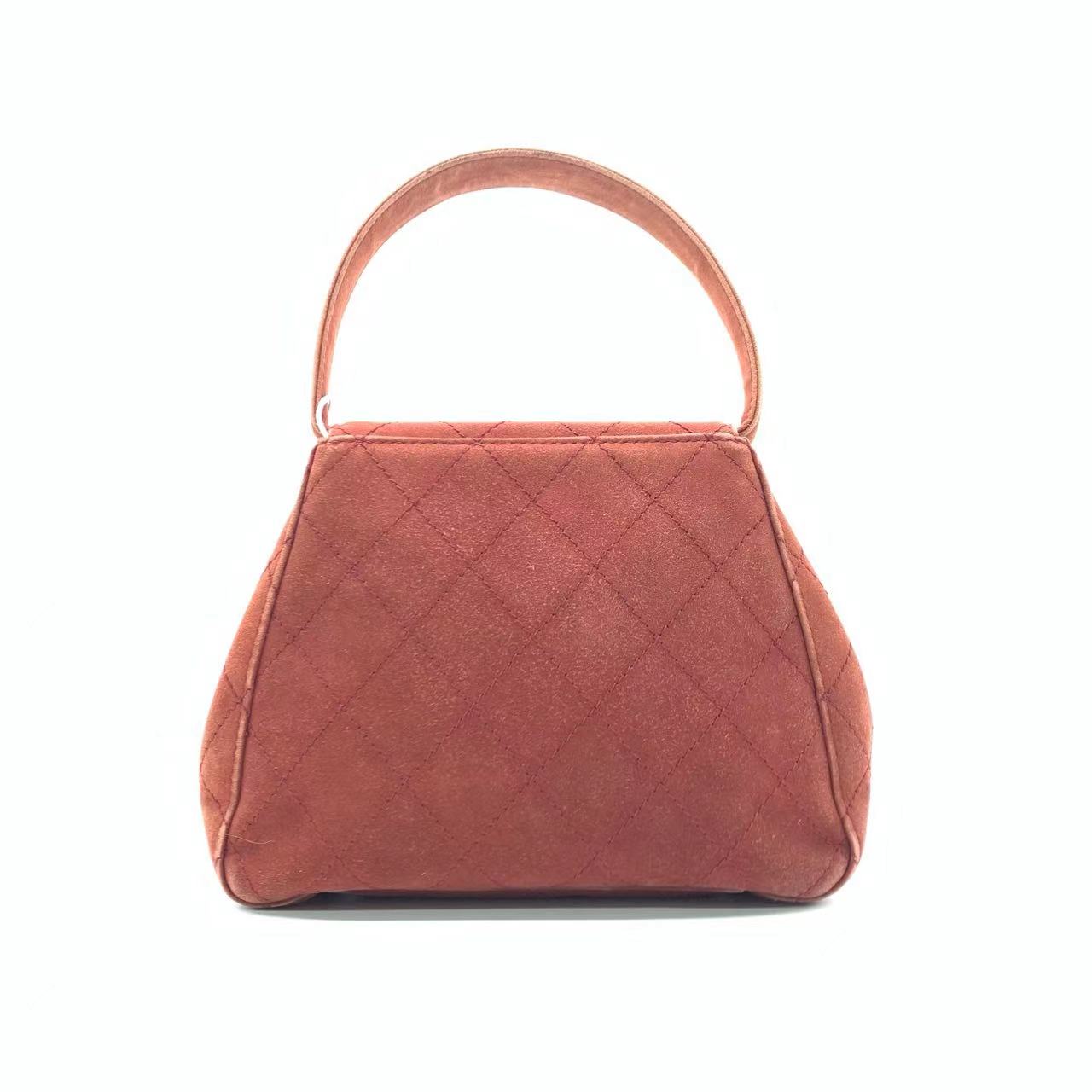 Chanel Kelly Mini 1997 -1999 Caramel Tan Suede Leather Top Handle Bag