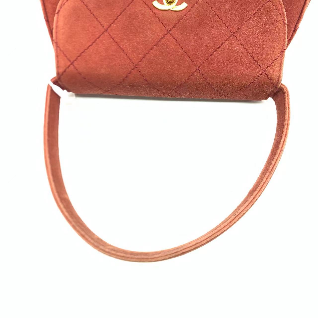 Chanel Kelly Mini 1997 -1999 Caramel Tan Suede Leather Top Handle Bag