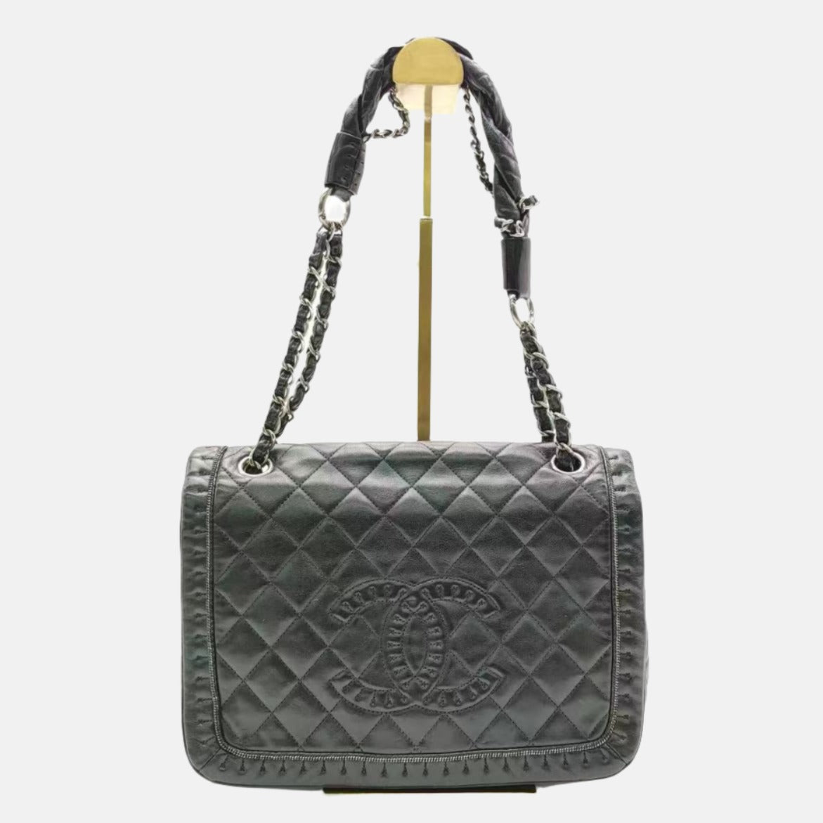 Chanel Istanbul Flap Bag 2011 Medium Leather and Knot Chain Redyed Black