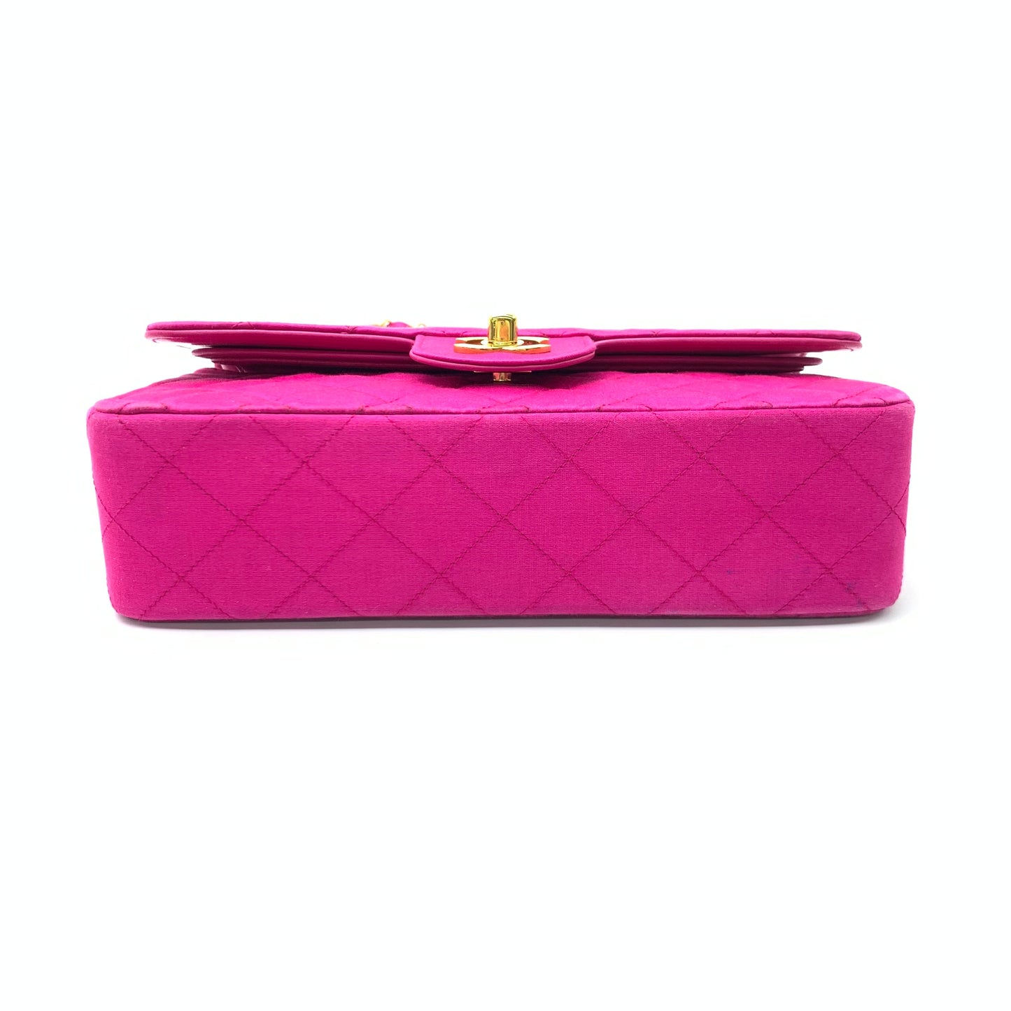 Chanel Classic Flap Medium Vintage Pink Fuchsia Silk Satin with 24k Gold Plated Hardware