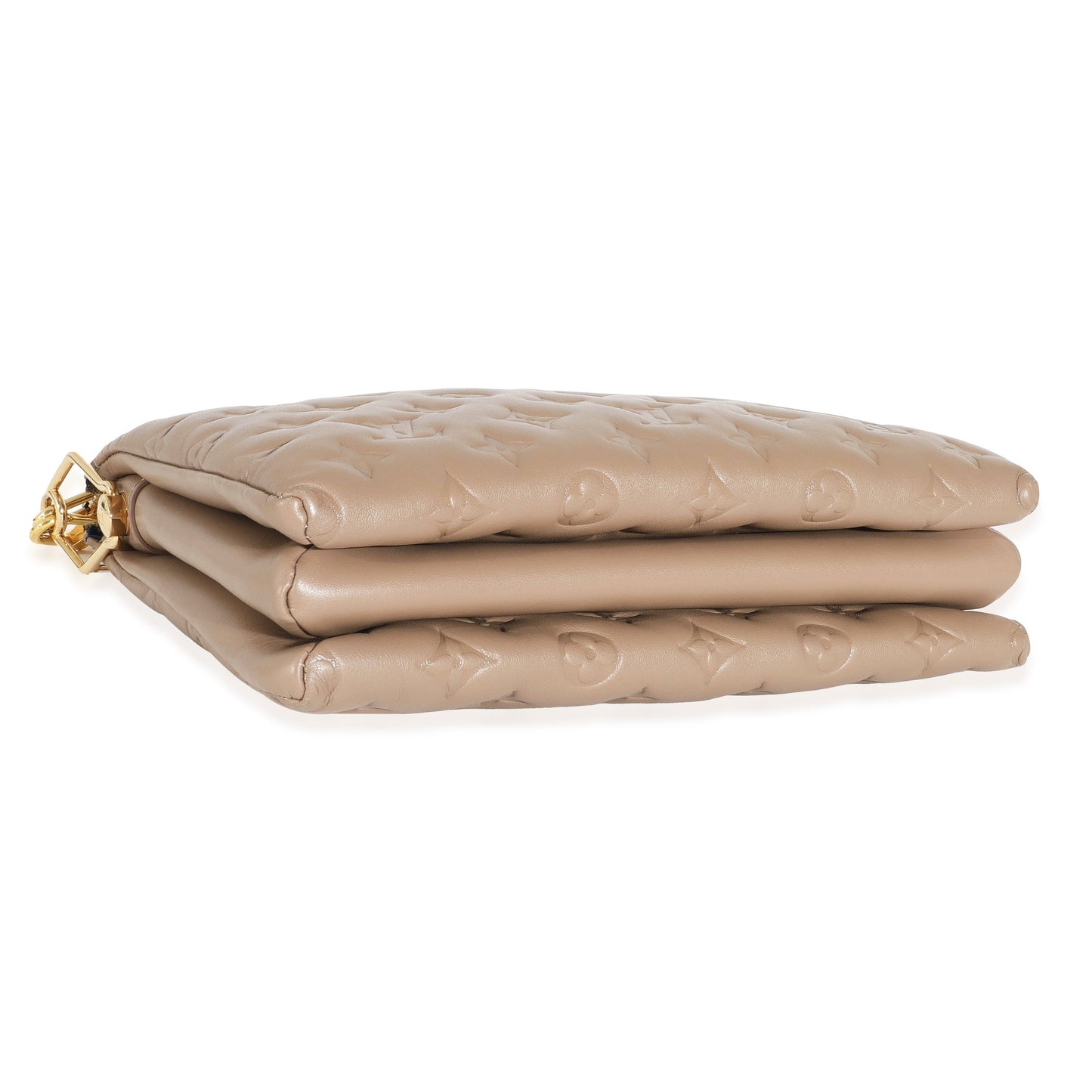 Louis Vuitton Taupe Monogram Embossed Puffy Lambskin Coussin PM