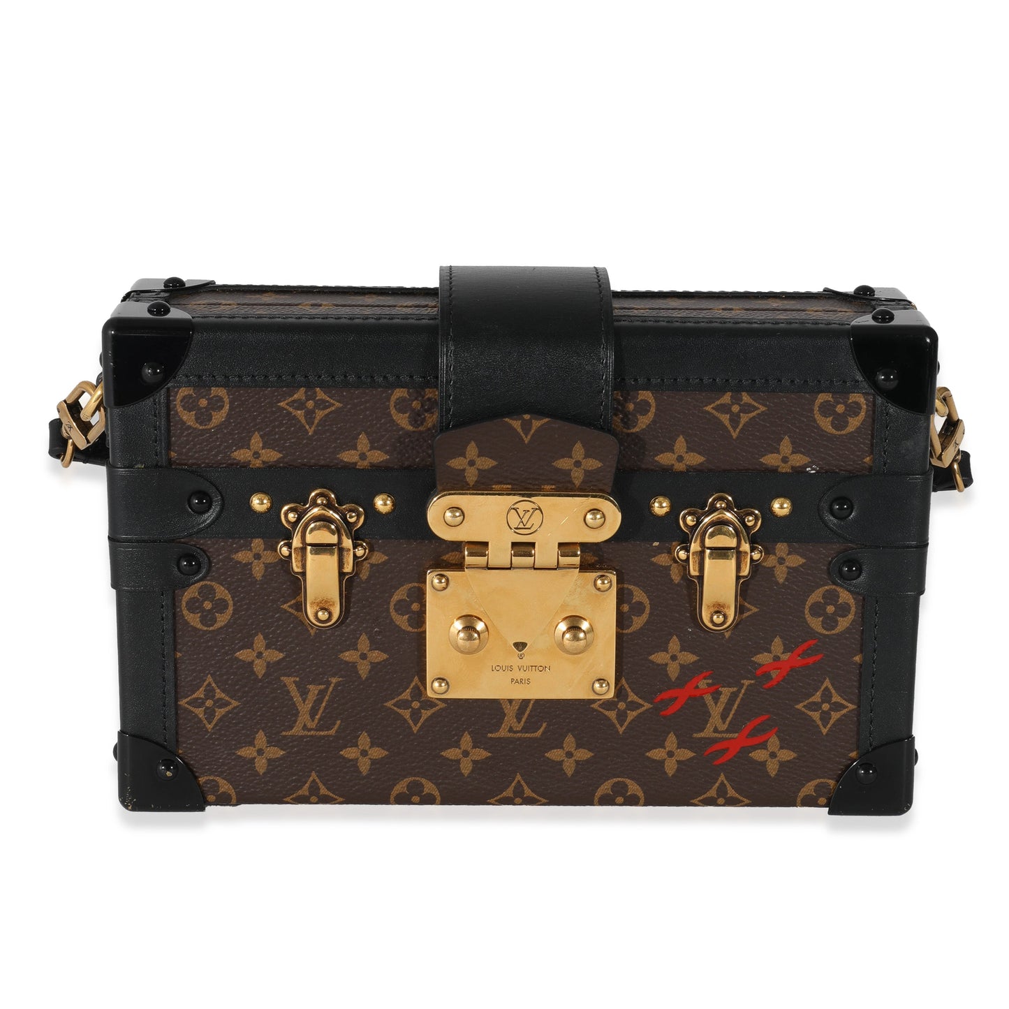 Louis Vuitton Monogram Canvas Black Calfskin Petite Malle