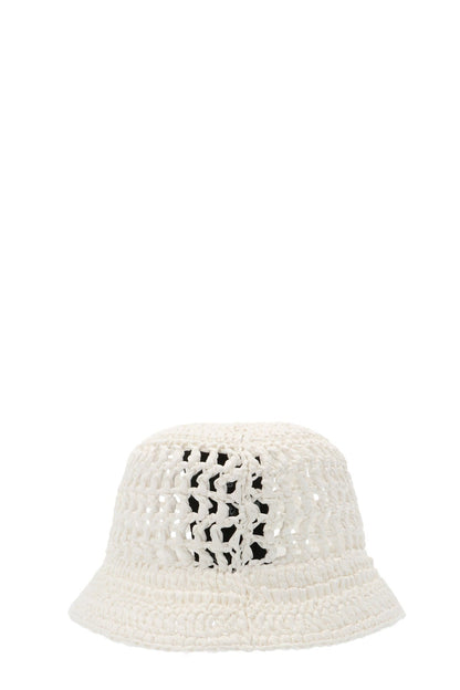 Prada Women Raffia Logo Bucket Hat