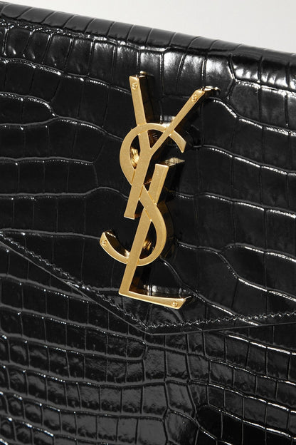 YSL Uptown Croc Effect Pouch