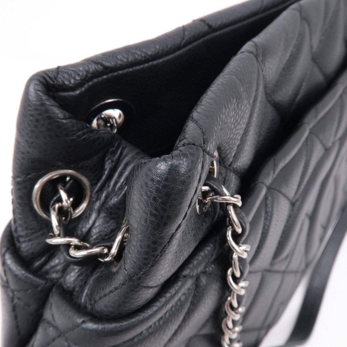 CHANEL Matelasse Caviar Skin Chain Tote Bag Shoulder Bag Black