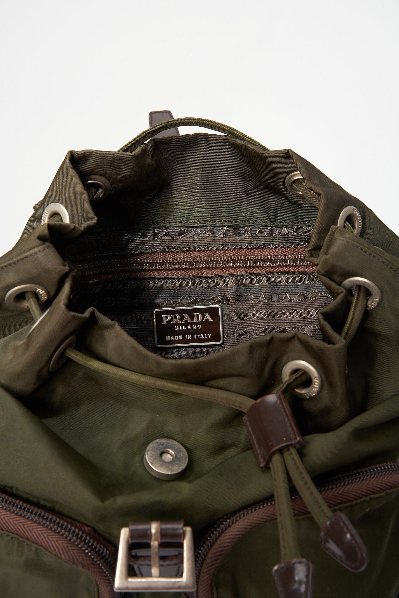 Prada Khaki Nylon Backpack