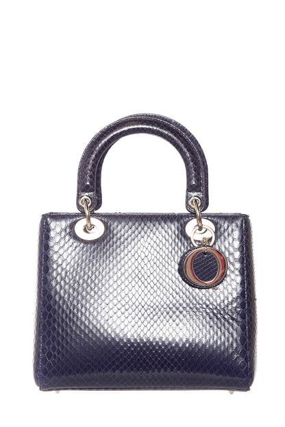 Christian Dior Medium Navy Snakeskin Lady Dior Handbag