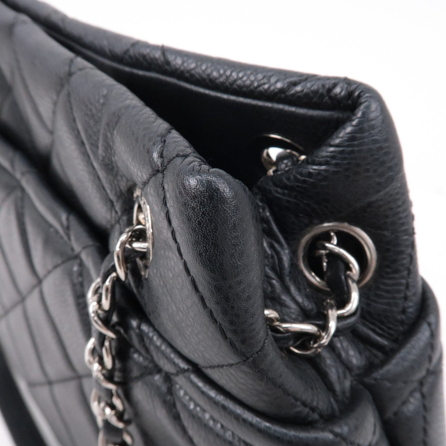 CHANEL Matelasse Caviar Skin Chain Tote Bag Shoulder Bag Black