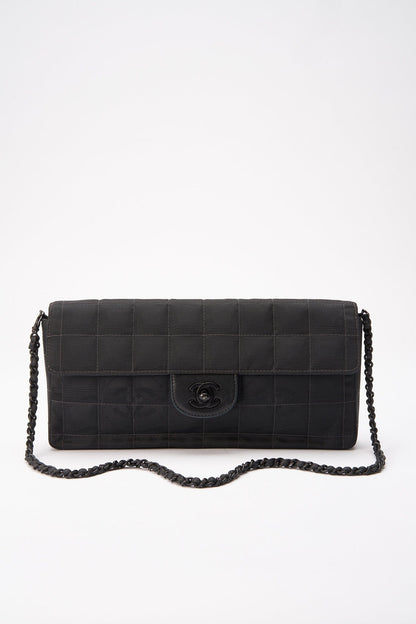 Chanel Black Nylon Travel Line Chocolate Bar Flap Bag