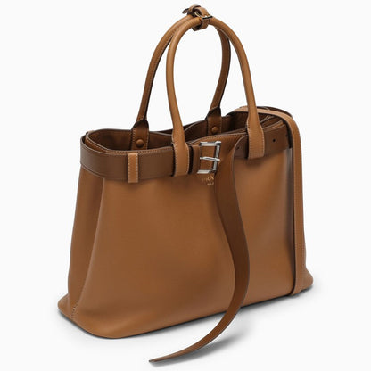 Prada Buckle Large Caramel-Coloured Leather Handbag Women