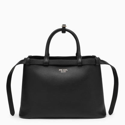 Prada Black Medium Leather Handbag With Belt Women