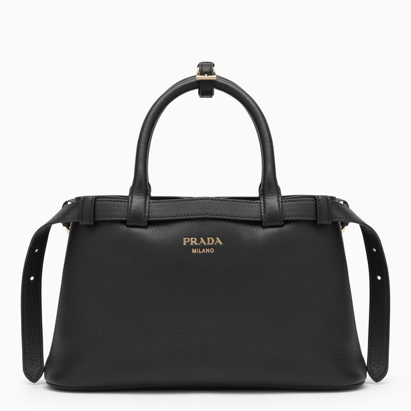 Prada Black Leather Small Buckle Bag With Belt Women