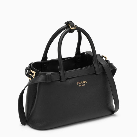 Prada Black Leather Small Buckle Bag With Belt Women